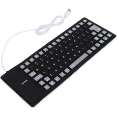 Foldable Silicone Keyboard, Soft Silicone Keyboard, Fully Sealed Design for PC and Laptop (BLACK)