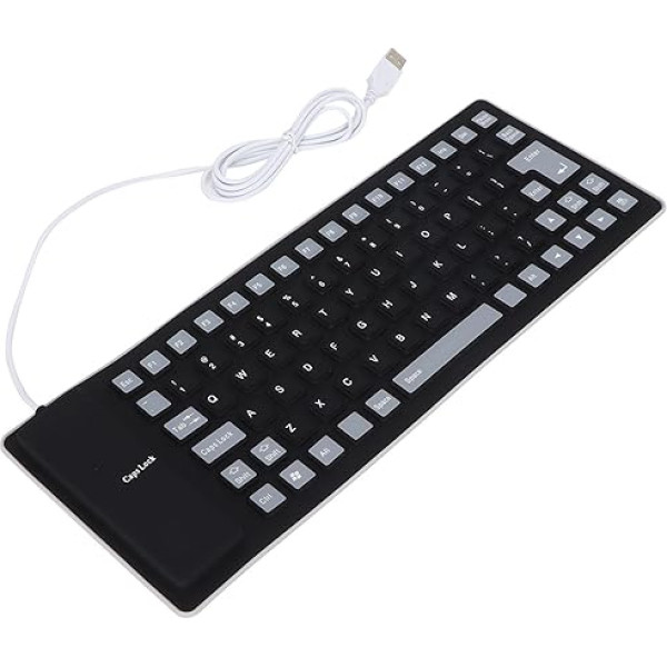 Foldable Silicone Keyboard, Soft Silicone Keyboard, Fully Sealed Design for PC and Laptop (BLACK)
