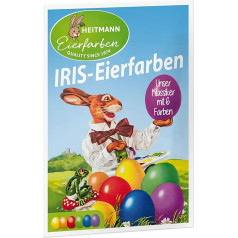 Heitmann Eierfarben - Iris Egg Colours - 6 Hot Dye Tablets - Yellow, Orange, Red, Purple, Green, Blue