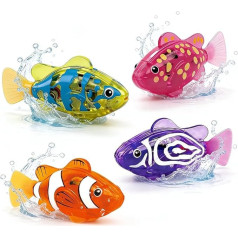 Pack of 4 Robo Fish for Cats, Robo Fish Cat Toy, Electronic Pet Fish, Robofish with Luminous, Robofish, Fish Bathtub Electric for Cat Pool, Bathtub, Aquarium (B)