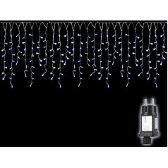 Salcar 5 m LED Icicle Fairy Lights Outdoor Indoor Light Curtain Window Christmas Lighting Power 31 V with 8 Lighting Modes and Memory Function Blue/White