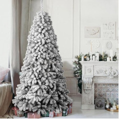 BAKAJI Super Danube Pine Green Snow Cross Base Foldable High Quality Branches with Snow Easy Assembly Open Umbrella (80cm)