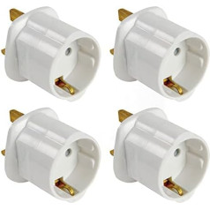 4X European to UK Plug Adapter - TALENTEC - White - Type C to Type G - Travel & Home