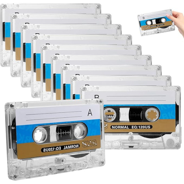 Pack of 10 Empty Audio Cassettes: WANDGU Recorder CD & DVD Player Cassette for Recording MC-60 Minutes, Low Noise, Low Noise Audio Cassettes for Lectures and Seminars, Everyday Recording