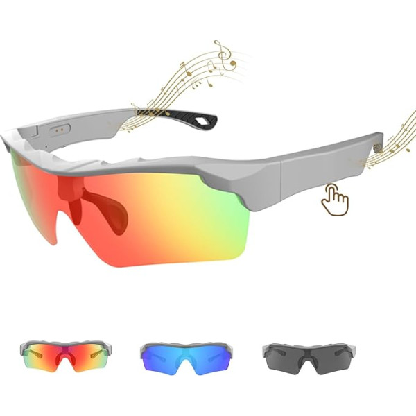Cycling Glasses Polarised Smart Wireless Headphone Sunglasses Intelligent Audio Sunglasses Sports Glasses for Men Women with Microphone Speaker Cycling Glasses for Outdoor Sports Cycling with