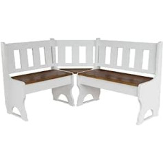 Corner Bench Solid Pine Eco White / Nut (120 x 120 cm)