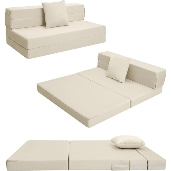 MeMoreCool Folding Mattress Double Bed High Density Foam Fold Out Sofa Chair Z Bed Foldable Floor Futon Mattress Floor Guest Sofa Bed Folding Couch for Sleeping Travel 13cm Thick