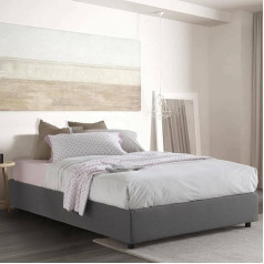 Talamo Italia - Maria Double Bed with Fabric Cover, 100% Made in Italy, Front Opening, Suitable for 160 x 200 cm Mattress, Grey