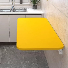 Klappbarer Wandschreibtisch mit Klappblatt, 80 x 40 cm, Gelb, Home-Office-Arbeitsplatz, an der Wand montierter Computertisch, klappbarer Esstisch für kleine Räume