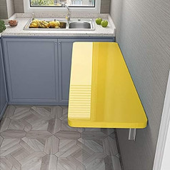 Wall Mounted Folding Table for Home, Office, Kitchen, Laundry Room, Multifunction Desk for Laptop, Workbench, Dining Room, Writing, Floating Design, 4 Colors Available(Yellow, 70x40)