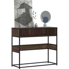 Konsolentisch, Eiche, Braun, 90 x 35 x 80 cm, Holz, Konsole für Flur, Eingangsbereich, Sofa-Ende, schmal, für Eingang, Wohnzimmer – A