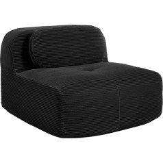 Modular Sofa Backrest Module Black, 2-Seater Compatible, Flexible Combinable Sofa Module, Fabric Sofa for Living Room