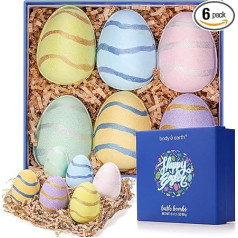 Body & Earth Bath Bombs Gift Set, 6 Pieces Handmade Bath Bombs, Rich in Natural Essential Oils for Moisturising, Gift Set for Mum, Girlfriend, Children