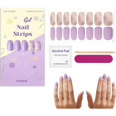 Halbgehärtete Gel-Nagelstreifen, Maniküre-Blumenwickel-Set ohne LED-Lampe, abziehbare Nagelstreifen, für Damen, Mädchen, Salon, Reisen, Camping, Urlaub, Party, Hochzeit