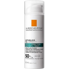 La Roche Posay Anthelios Oil Correct SPF 50+ Mattifying Day Cream with Light Protection, Moisturiser for Oily and Blemished Skin, Daily Use Face Cream, 50 ml