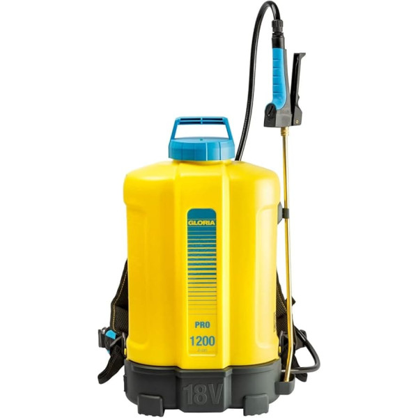 GLORIA Battery Back Sprayer Pro 1200 li-on, 12 L Pressure Sprayer for Plant Protection and Weed Killer, Comfortable Carrying Straps, Garden Sprayer without Pumps, Compatible with Bosch 18 V Battery, Sold Separately