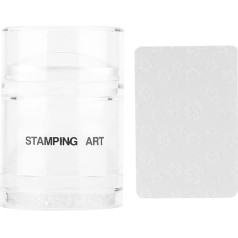 Nail Art Stamper Scraper Set Silikon Maniküre Werkzeug mit Kappe (Transparentes Siegel)
