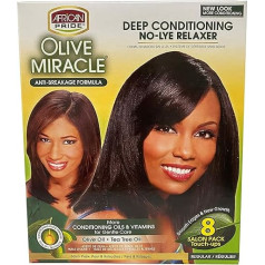 African Pride Olive Miracle Deep Conditioning No-Lye Relaxer - Regular Kit 8-Count
