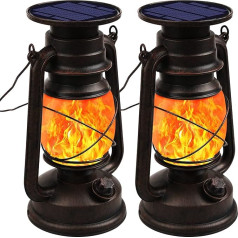 Shinmax Vintage Solar Lantern for Outdoor Hanging Solar Lantern Retro Design Solar Lights Outdoor LED Storm Light Solar Lights IP65 Waterproof Garden Decoration with Flame Effect for Garden, Camping