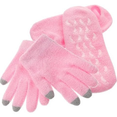 CANIGHT 4 Stück Gel Handschuhe und Fußmasken Feuchtigkeitsspendende Socken für Trockene Rissige Haut Waschbar und Wiederverwendbar für Entspannende Spa Behandlungen
