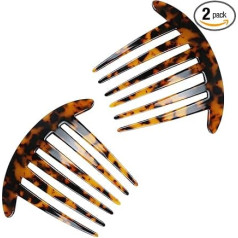 Hair Comb, 2 Pieces 6 Teeth Tortoise Shell Hair Combs Hair Claw Clip Hair Clip for Party Travel Banquet Daily Use Wedding Dancing Birthday Valentine's Day Gifts