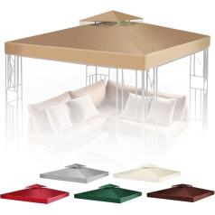 Flexzion Replacement Canopy 2 Tier Plain Edge Polyester UV30 Water Resistant Outdoor Garden Patio Gazebo Sun Shade