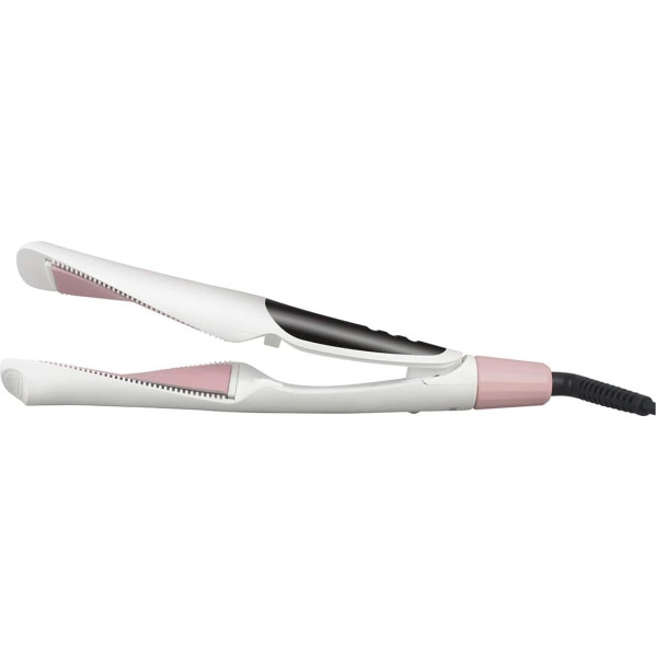 MAXXMEE Hairstyler Curl & Straight | 3-in-1 Hair Styler with Curved Styling Plates | Can be Used as Straighteners and Curling Iron | Digital LED Display [White/Rose Gold]