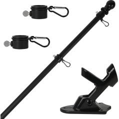 MCFULL Flagpole Kit 6ft Flagpole Outdoor Stainless Steel Flagpole with Bracket for Outdoor Porch Living Area Garden Flags Yard Decorations (Black)