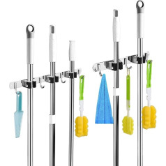AceMining Besenhalterung Wand, 3 Halter + 4 Haken, 2 Halter + 3 Haken