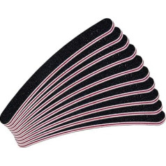 Professional Quality Professional Curved Nail File – Black Pack of 50, 100/180 Grit/Pink/Red Core