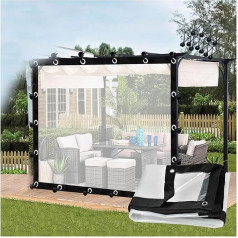 Vinyl Outdoor Curtain Plastic Tarpaulin Waterproof Side Walls with Eyelets Garden Gazebos Waterproof Curtain Customized (4 x 2.5 m)