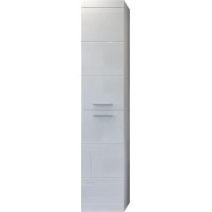 trendteam smart living - Devon - Tall Cabinet - White High Gloss - Bathroom Cabinet Timeless with 6 Compartments - (W x H x D) 35 x 170 x 33 cm - Hanging Bathroom Cabinet - 4 Adjustable Shelves