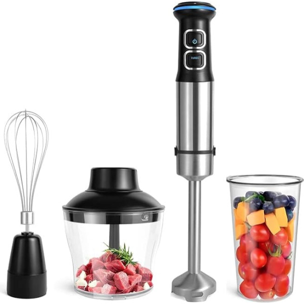 1500 W Hand Blender, 4-in-1 Hand Blender Set, Professional, Purée Stick with 21 Adjustable Speeds, Electric Hand Blender with 800 ml Measuring Cup