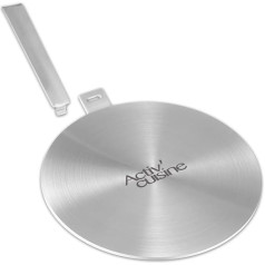 ACTIV CUISINE Induction Adaptor Plate 24 cm Induction Adapter Plate with Removable Stainless Steel Handle Moka Induction Cooking Plate Adapter for Use of Coffee Pots on Induction Hobs