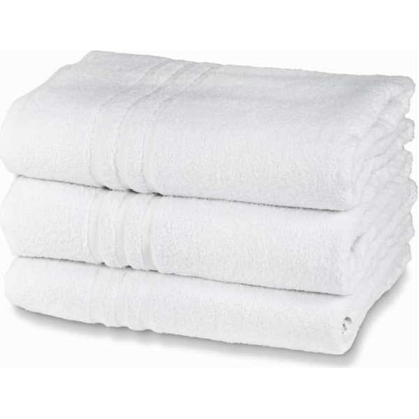 Towel Set 100% Cotton 3 Hand Towels Set of 3 60 x 100 cm 380 g/m² Ideal for B&B and Hotels Washable White Essential Line