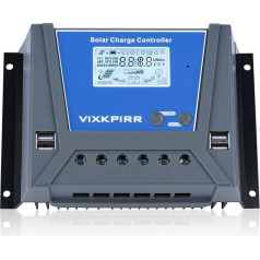 60A Solar Charge Controller 12V 24V 36V 48V Solar Controller, PWM 60A Solar Charge Controller with Temperature Sensor LCD Display and 4 USB Ports, Suitable Multi 12 V 24 V 36 V 48 V Lead Batteries and Lithium Batteries