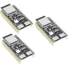 RUIZHI Pack of 3 for ESP32 S3 ESP32-S3 DevKitC-1-N16R8 Development Board with Dual Type C Interface and 2.4GHz WiFi Bluetooth 5.0 Soldered Compatible with Arduino