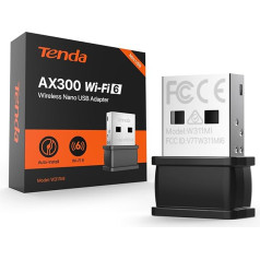 Tenda WLAN USB Stick Adapter for PC, AX300 2.4G 286Mbit/s, Soft-AP, WPA2, Nano Size, Windows 7/10/11, W311MI