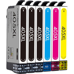 Pack of 6 405 XL Printer Cartridges Compatible with Epson 405 405XL Cartridges Multipack for Workforce Pro WF-4820DWF WF-4830DTWF WF-3820DWF, Workforce WF-7310DTW WF-7830DTWF WF-7840DTWF