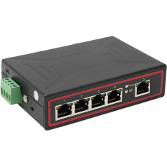 PUSOKEI 5 Port Hardened Industrial DIN Rail Switch Network Switch, 5 x 100 Mbit/S Adaptive RJ45 Ports, Redundant Power Fast Ethernet DIN Rail Switch