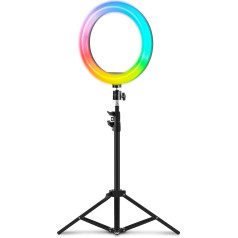 Mars Gaming MGRING, ARGB Professional Light Ring, Aluminium Tripod, Smartphone and Webcam Stand, Remote Control