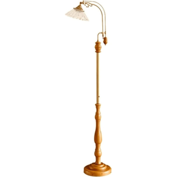 Luxury Floor Lamp, Literary Solid Wood Reading Lamp, Glass Lampshade, Floor Lamps, Retro Reading Floor Lamp, Easy Operation