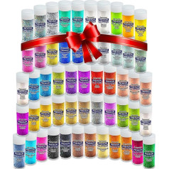 Hemway Fine Glitter - 54 x 9.6g (0.34oz) PU Epoxy, Multipurpose Glitter Set for Resin Crafts, Jewellery Making, Cups, Decorations, Art, Nails, Body