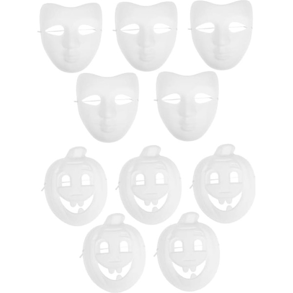 Holibanna 10stücke Teiliges Weißer Pulp-masken Für Halloween Anpassbare Papiermasken Zum Bemalen Für Kostümpartys Hochzeiten Und Kreative Bastelprojekte