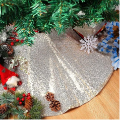 31.5 Inch Christmas Tree Skirt Champagne Gold Sequins Tree Skirt Glitter Round Tree Skirt Christmas Tree Dress for Christmas Tree Christmas Holiday Party Decoration