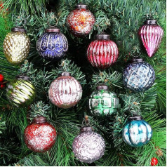 IndianShelf 12 Vintage Christmas Baubles Ornament - Antique Glass Christmas Bauble - Vintage Christmas Decorations - Vintage Retro Christmas Tree Ornaments - Christmas Tree Decorations - Large