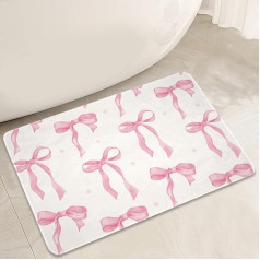 Pink Bath Mat, Soft and Water Absorbent, Pink Bow Bathroom Mat, Cute Bow Rug, Non-Slip Bath Mat for Bathroom, Bedroom, Living Room, Kitchen, Door (40 x 60 cm)