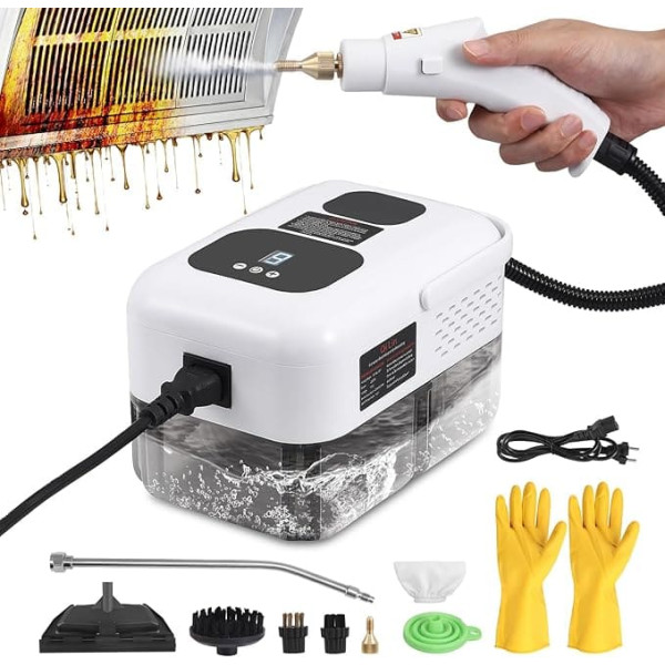 Steam Cleaner, 2500 W Steam Cleaner Handheld with 6 Brush Heads, 1200 ml Water Tank, 9 Speeds Steam Cleaner, Upholstered Furniture for Kitchen Furniture, Bathroom, Car, Floor, Sofa Cleaner