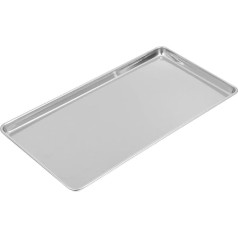 Housoutil Stainless Steel Serving Tray Rectangular 12.4 x 9.6 Inch Kitchen Plate for BBQ Picnic Camping Party Food Presentation