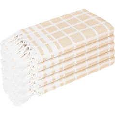 Beige and White Polka Dot Matrix Towel 5 Pack 100% Cotton 16 x 26 Inch Decorative Tassel Kitchen Towels Absorbent and Quick Drying Tea Towels for Daily Use